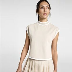 BNWT CALIA Ribbed Cropped Mock Neck Tank XL  Beige Athleisure Minimalist